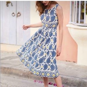 Boden, Blue & Yellow, Cotton Voile, Dress US Sz 6